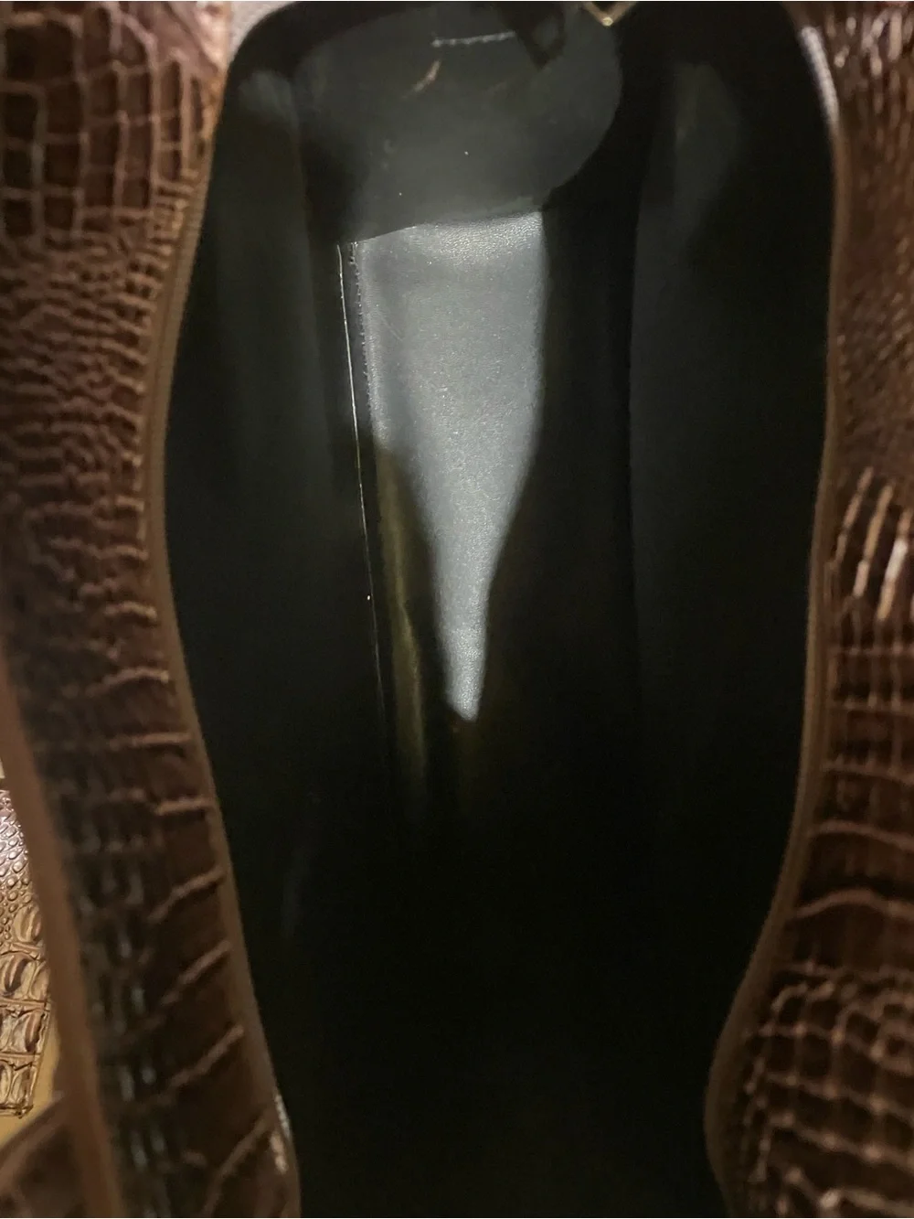Croco-Embossed Brown Leather Tote with Matching Wallets
